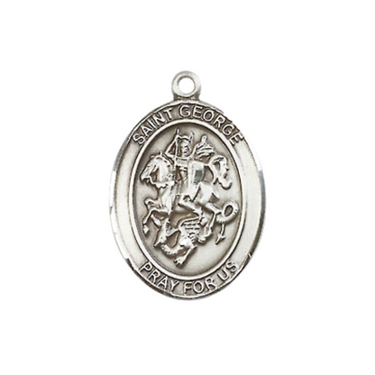 Everlasting Light Jewelry Medium Women's .925 Sterling Silver Saint St. George Pendant Necklace on 18- Inch Rhodium Plated Lite Curb Brass Chain – Patron Saint St. of Boy Scouts & Soldiers, Catholic Medal – Velvet Gift Box Included