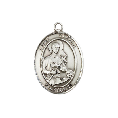 Everlasting Light Jewelry Medium Women's .925 Sterling Silver Saint St. Gerard Majella Pendant Necklace,18 Inch Rhodium Plated Lite Curb Brass Chain-Catholic , Religious Catholic Medal – Velvet Gift Box Included