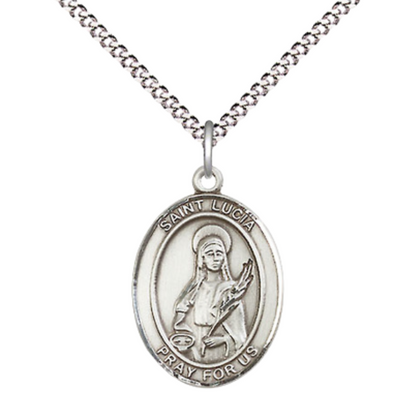 Everlasting Light Jewelry Medium Women's .925 Sterling Silver Saint St. Louis Marie de Montfort Pendant Necklace on 18- inch Rhodium- Plated Lite Curb Brass Chain – Catholic Religious Medal – Velvet Gift Box Included