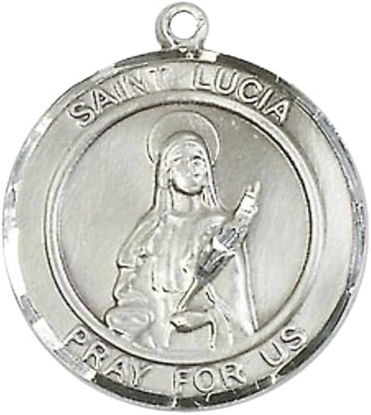 Medium Women's Pewter Saint St. Luke the Apostle Medal Pendant on 18 Inch Rhodium Plated Lite Curb Brass Chain w/ Lobster Claw clasp, Catholic Religious Necklace - Made in USA - Deluxe Velvet Gift Box