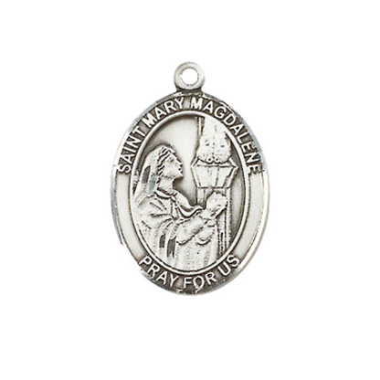 Everlasting Light Jewelry Medium Women's .925 Sterling Silver Saint St. Mary Magdalene Pendant Necklace with 18- Inch Rhodium Plated Lite Curb Brass Chain, Catholic Medal - Patron Saint. of Penitent Sinners – Includes Velvet Gift Box