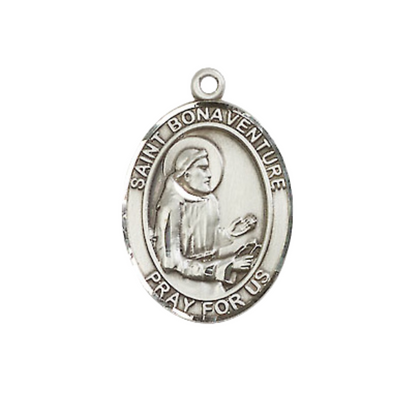 Everlasting Light Jewelry Medium Women's Pewter Saint St. Bonaventure Pendant Necklace on 18- inch Rhodium- Plated Lite Curb Brass Chain – Patron Saint St. of Bowel Disorders, Catholic Medal – Velvet Gift Box Included