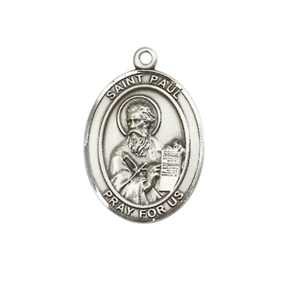 Everlasting Light Jewelry Medium Women's Pewter Saint St. Paul the Apostle Pendant Necklace on 18- inch Rhodium- Plated Lite Curb Brass Chain – Patron Saint St. of Publishers & Reporters, Catholic Medal – Velvet Gift Box Included