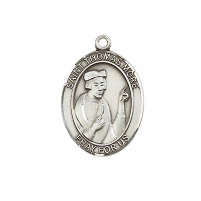 Everlasting Light Jewelry Medium Women's Pewter Saint Thomas Aquinas Pendant Necklace on 18-inch Rhodium-Plated Lite Curb Brass Chain – Patron Saint of Catholic Schools & Students – Velvet Gift Box Included
