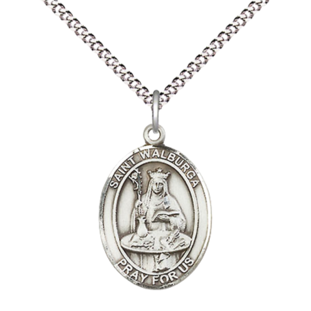 Everlasting Light Jewelry Medium Women's Pewter Saint St. Veronica Pendant Necklace on 18- inch Rhodium- Plated Lite Curb Brass Chain – Patron Saint St. of Photographers, Catholic Medal – Velvet Gift Box Included