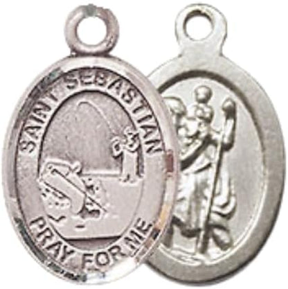 Everlasting Light Jewelry Medium Women's Pewter Saint St. Sebastian Fishing Pendant Necklace on 18- inch Rhodium- Plated Lite Curb Brass Chain – Patron Saint St. of Athletes & Soldiers, Catholic Medal – Velvet Gift Box Included