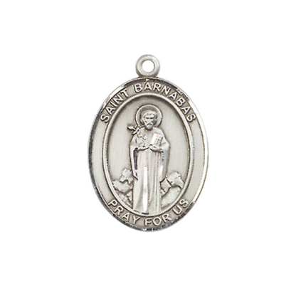 Everlasting Light Jewelry Medium Women's Pewter Saint St. Barnabas Pendant Necklace on 18- inch Rhodium- Plated Lite Curb Brass Chain – Patron Against Hailstorms, Catholic Medal – Velvet Gift Box Included