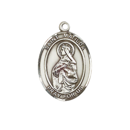 Everlasting Light Jewelry Medium Women's Sterling Silver Saint Matilda Pendant Necklace on 18" Rhodium Plated Lite Curb Brass Chain – Patron Saint of the Falsely Accused – Velvet Gift Box Included