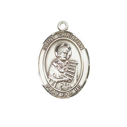 Everlasting Light Jewelry Medium Women's Pewter Saint St. Christian Demosthenes Pendant Necklace on 18- inch Rhodium- Plated Lite Curb Brass Chain – Catholic Religious Medal – Velvet Gift Box Included