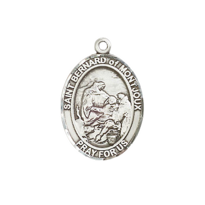 Everlasting Light Jewelry Medium Women's Pewter Saint St. Bernard of Montjoux Pendant Necklace on 18- inch Rhodium- Plated Lite Curb Brass Chain – Catholic Religious Medal – Velvet Gift Box Included