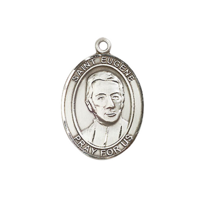 Medium Women's Sterling Silver Saint Eugene de Mazenod Pendant Necklace on 18-inch Rhodium Plated Lite Curb Brass Chain – Velvet Gift Box Included – Patron Saint of Dysfunctional Families