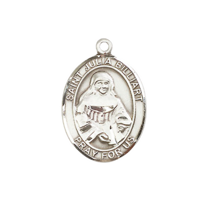 Everlasting Light Jewelry Medium Women's .925 Sterling Silver Saint St. Julia Billiart Pendant Necklace on 18- inch Rhodium Plated Lite Curb Brass Chain, Catholic Medal – Velvet Gift Box Included – Patron Saint St. Against Poverty