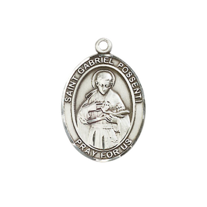 Everlasting Light Jewelry Medium Women's .925 Sterling Silver Saint St. Gabriel Possenti Pendant Necklace on 18- inch Rhodium Plated Lite Curb Brass Chain, Catholic Medal – Velvet Gift Box Included – Patron Saint St. of College Students