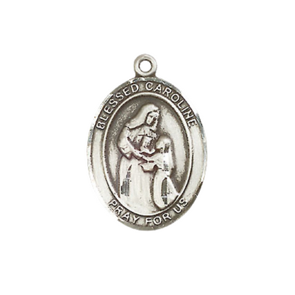 Everlasting Light Jewelry Medium Women's .925 Sterling Silver Blessed Caroline Gerhardinger Pendant Necklace on 18- inch Rhodium Plated Lite Curb Brass Chain, Catholic Medal – Velvet Gift Box Included – Patron Saint St. of Purity