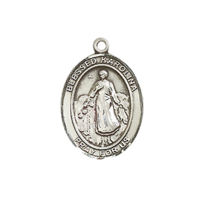 Medium Women's .925 Sterling Silver Blessed Karolina Kozkowna Pendant Necklace on 18- inch Rhodium Plated Lite Curb Brass Chain, Catholic Medal – Velvet Gift Box Included – Patron Saint St. of Virgins/Purity