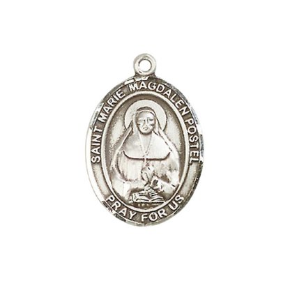 Everlasting Light Jewelry Medium Women's .925 Sterling Silver Marie Magdalen Postel Pendant Necklace on 18- inch Rhodium Plated Lite Curb Brass Chain – Patron Saint St. of Educators, Catholic Medal – Velvet Gift Box Included