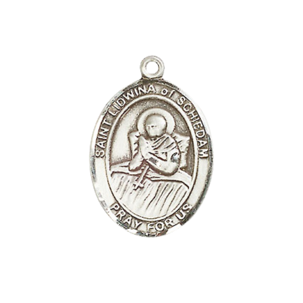 Everlasting Light Jewelry Medium Women's Sterling Silver Saint Leo the Great Pendant Necklace on 18" Rhodium Plated Lite Curb Brass Chain – Patron Saint of Speakers – Velvet Gift Box Included