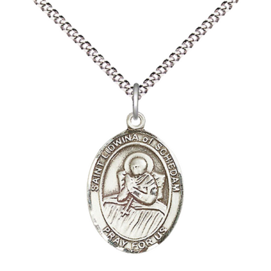 Everlasting Light Jewelry Medium Women's Sterling Silver Saint Leo the Great Pendant Necklace on 18" Rhodium Plated Lite Curb Brass Chain – Patron Saint of Speakers – Velvet Gift Box Included