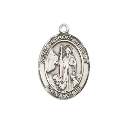 Everlasting Light Jewelry Medium Women's Pewter Saint St. Anthony of Egypt Pendant Necklace on 18- inch Rhodium- Plated Lite Curb Brass Chain – Saint St. Anthony of Egypt Medal, Catholic Medal – Velvet Gift Box Included