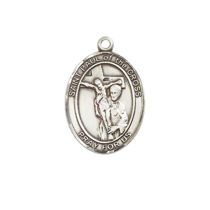 Everlasting Light Jewelry Medium Women's Pewter Saint St. Paul of the Cross Pendant Necklace on 18- inch Rhodium- Plated Lite Curb Brass Chain – Saint St. Paul of the Cross Medal, Catholic Medal – Velvet Gift Box Included