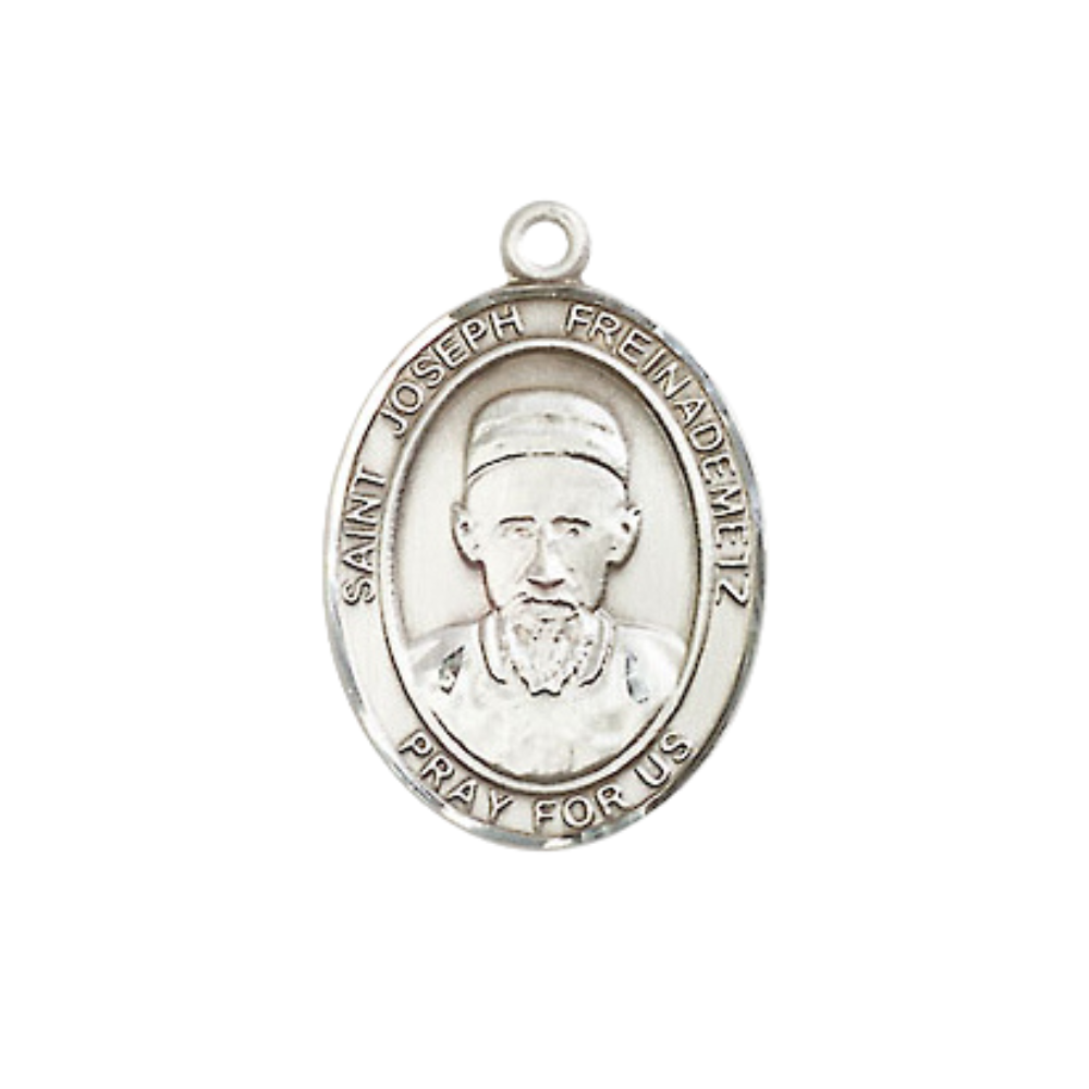 Everlasting Light Jewelry Medium Women's .925 Sterling Silver Saint St. Joseph Freinademetz Pendant Necklace on 18- inch Rhodium- Plated Lite Curb Brass Chain – Catholic Religious Medal – Velvet Gift Box Included