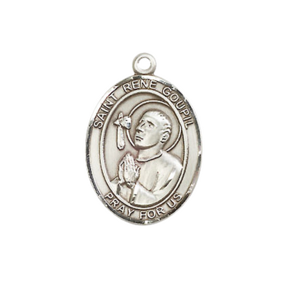 Everlasting Light Jewelry Medium Women's Pewter Saint St. Regis Medal Pendant on 18 Inch Rhodium Plated Lite Curb Brass Chain with Lobster Claw Clasp, Catholic Religious Necklace - Made in USA- Velvet Gift Box