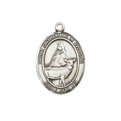 Medium Women's .925 Sterling Silver Saint St. Catherine of Siena Pendant Necklace on 18- Inch Rhodium Plated Lite Curb Brass Chain – Patron Saint St. of Fire Prevention, Catholic Medal – Velvet Gift Box Included