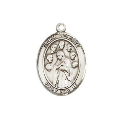 Everlasting Light Jewelry Medium Women's .925 Sterling Silver Saint St. Felicity Pendant Necklace on 18Inch Rhodium-Plated Lite Curb Brass Chain, Catholic Medal – Velvet Gift Box Included
