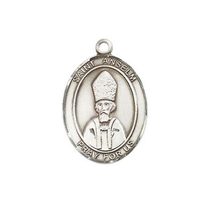 Everlasting Light Jewelry Medium Women's .925 Sterling Silver Saint St. Anselm of Canterbury Pendant Necklace on 18- inch Rhodium- Plated Lite Curb Brass Chain, Catholic Medal – Velvet Gift Box Included