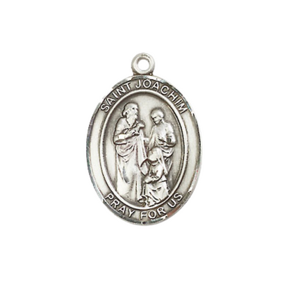 Everlasting Light Jewelry Medium Women's .925 Sterling Silver Saint St. Joachim Pendant Necklace on 18- inch Rhodium- Plated Lite Curb Brass Chain – Patron Saint St. of Fathers & Grandfathers, Catholic Medal – Velvet Gift Box Included