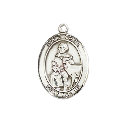 Everlasting Light Jewelry Medium Women's .925 Sterling Silver Saint St. Giles Pendant Necklace on 18- inch Rhodium- Plated Lite Curb Brass Chain, Catholic Medal – Velvet Gift Box Included – Patron Saint St. of Cancer Patients