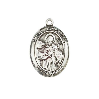 Everlasting Light Jewelry Medium Women's Sterling Silver Saint Januarius Pendant Necklace on 18-inch Rhodium-Plated Lite Curb Brass Chain – Velvet Gift Box Included – Patron Saint of Blood Banks