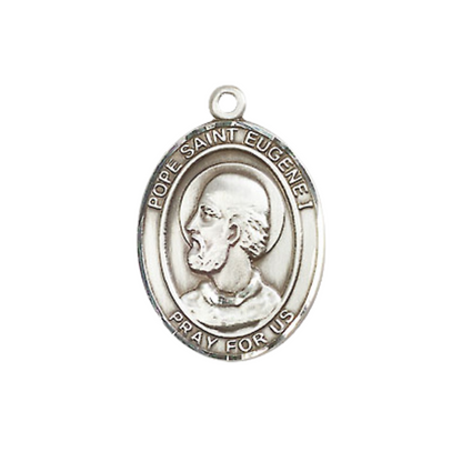 Everlasting Light Jewelry Medium Women's Pewter Pope St Eugene I Pendant Necklace on 18- inch Rhodium- Plated Lite Curb Brass Chain – Catholic Religious Medal – Patron Saint St. of Rome – Velvet Gift Box Included