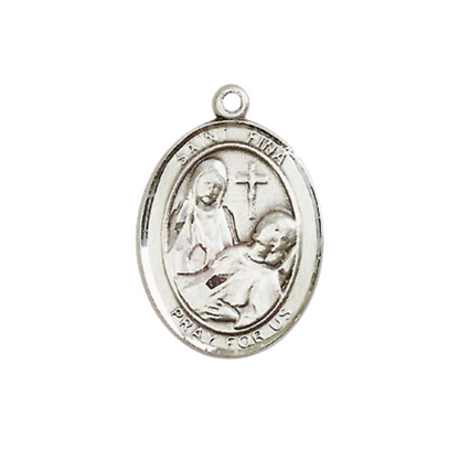 Everlasting Light Jewelry Medium Women's Pewter Saint St. Fina Pendant Necklace on 18- inch Rhodium- Plated Lite Curb Brass Chain – Patron Saint St. of Handicapped People – Catholic Religious Medal – Velvet Gift Box Included