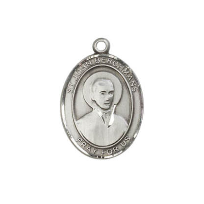 Everlasting Light Jewelry Medium Women's .925 Sterling Silver Saint St. John Berchmans Pendant Necklace on 18- inch Rhodium- Plated Lite Curb Brass Chain, Catholic Medal – Velvet Gift Box Included – Patron Saint St. of Altar Servers