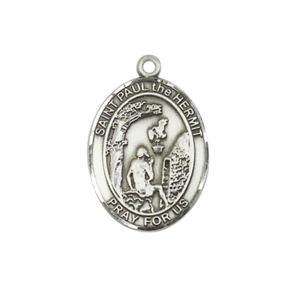 Everlasting Light Jewelry Medium Women's Pewter Saint St. Paul the Hermit Pendant Necklace on 18- inch Rhodium- Plated Lite Curb Brass Chain with Lobster Claw Clasp, Catholic Medal – Velvet Gift Box Included