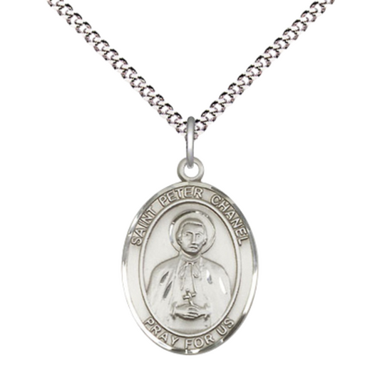 Everlasting Light Jewelry Medium Women's Pewter Saint St. Peter Chanel Pendant Necklace on 18- inch Rhodium- Plated Lite Curb Brass Chain – 3/4- inch Medal with Lobster Claw Clasp, Catholic Medal – Velvet Gift Box Included
