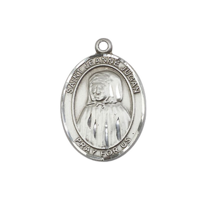 Everlasting Light Jewelry Medium Women's .925 Sterling Silver Saint St. Jeanne Jugan Pendant Necklace on 18- inch Rhodium- Plated Lite Curb Brass Chain, Catholic Medal – Velvet Gift Box Included – Patron Saint St. of the Poor