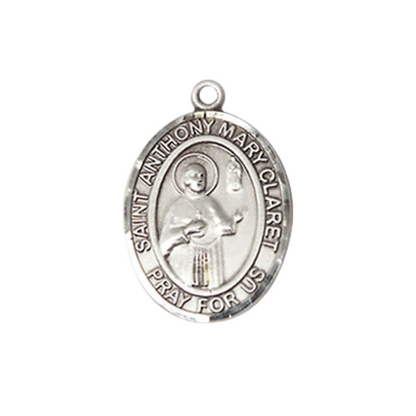 Everlasting Light Jewelry Medium Women's Pewter Saint St. Anthony Mary Claret Pendant Necklace on 18- inch Rhodium- Plated Lite Curb Brass Chain – 3/4- inch Medal with Lobster Claw Clasp, Catholic Medal – Velvet Gift Box Included