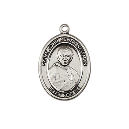 Everlasting Light Jewelry Medium Women's Pewter Blessed John Henry Newman Pendant Necklace on 18- inch Rhodium- Plated Lite Curb Brass Chain – 3/4- inch Medal with Lobster Claw Clasp, Catholic Medal – Velvet Gift Box Included