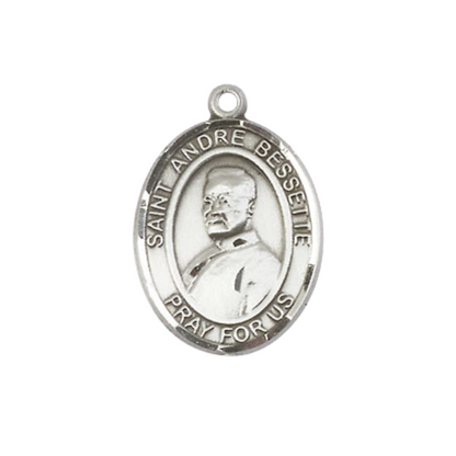 Everlasting Light Jewelry Medium Women's Pewter Saint St. Andre Bessette Pendant Necklace on 18- inch Rhodium- Plated Lite Curb Brass Chain – 3/4- inch Medal with Lobster Claw Clasp, Catholic Medal – Velvet Gift Box Included