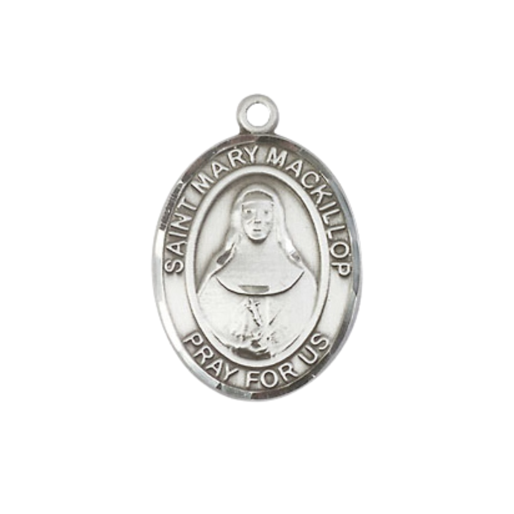 Everlasting Light Jewelry Medium Women's Pewter Saint St. Mary MacKillop Pendant Necklace on 18- inch Rhodium- Plated Lite Curb Brass Chain – 3/4- inch Medal with Lobster Claw Clasp, Catholic Medal – Velvet Gift Box Included