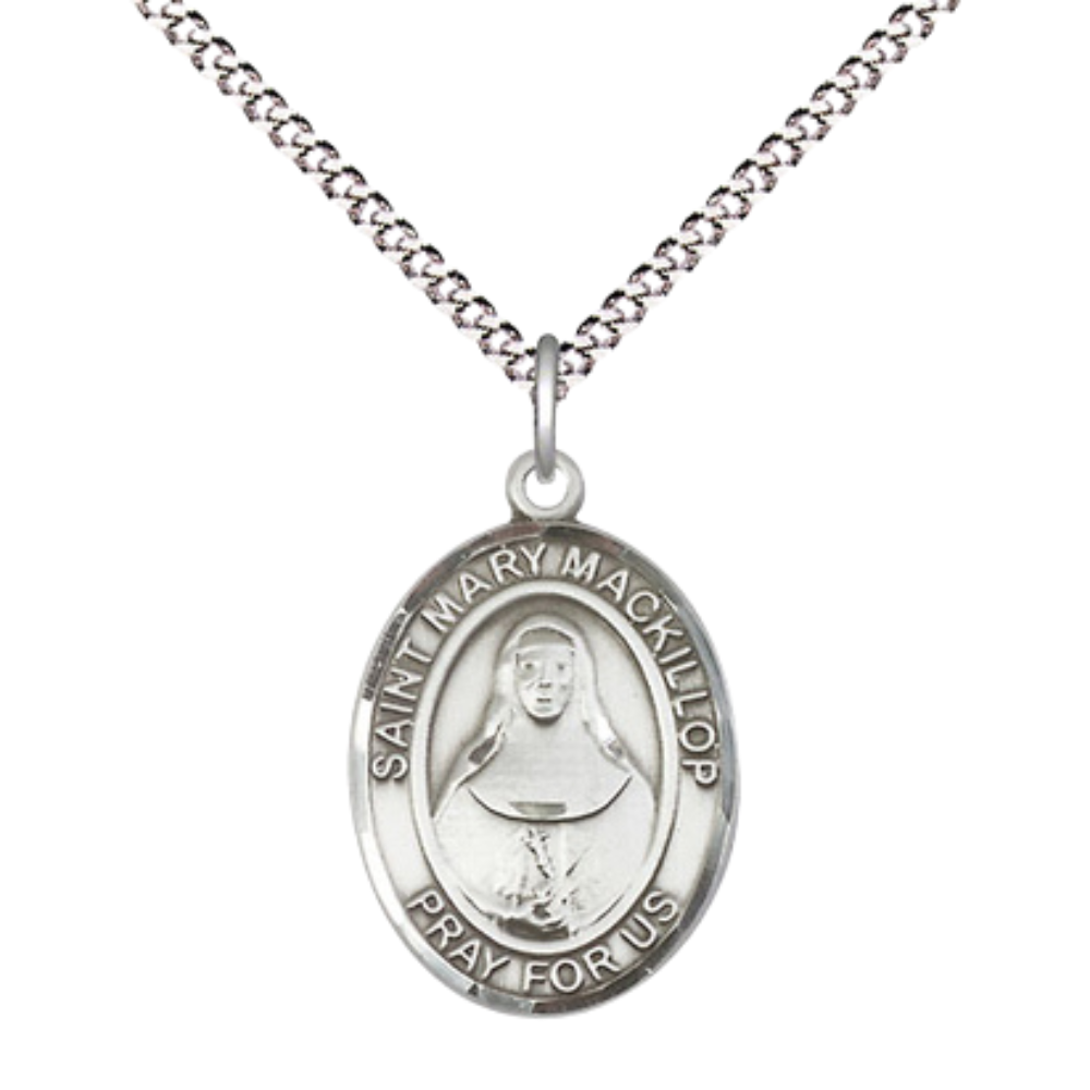 Everlasting Light Jewelry Medium Women's .925 Sterling Silver Saint St. Mary MacKillop Pendant Necklace on 18- Inch Rhodium- Plated Lite Curb Brass Chain, Catholic Medal - Patron Saint. Medal – Velvet Gift Box
