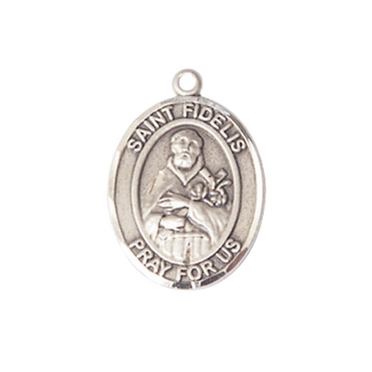 Everlasting Light Jewelry Medium Women's .925 Sterling Silver Saint St. Fidelis Pendant Necklace on 18- Inch Rhodium- Plated Lite Curb Brass Chain, Catholic Medal - Patron Saint. Medal – Velvet Gift Box