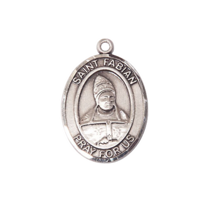 Everlasting Light Jewelry Medium Women's .925 Sterling Silver Saint St. Fabian Pendant Necklace on 18- Inch Rhodium- Plated Lite Curb Brass Chain, Catholic Medal - Patron Saint. Medal – Velvet Gift Box