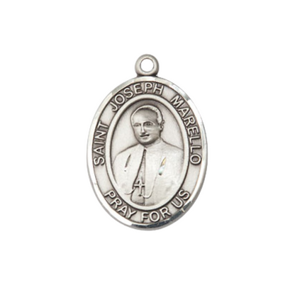 Everlasting Light Jewelry Medium Women's .925 Sterling Silver Saint St. Joseph Marello Pendant Necklace on 18- Inch Rhodium- Plated Lite Curb Brass Chain, Catholic Medal - Patron Saint. Medal – Velvet Gift Box