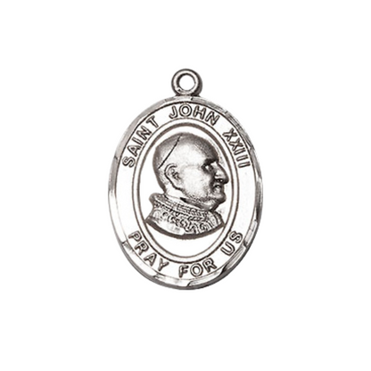 Everlasting Light Jewelry Medium Women's .925 Sterling Silver Saint St. John XXIII Pendant Necklace on 18- Inch Rhodium- Plated Lite Curb Brass Chain – Velvet Gift Box, Catholic Medal - Patron Saint. of Papal Delegates