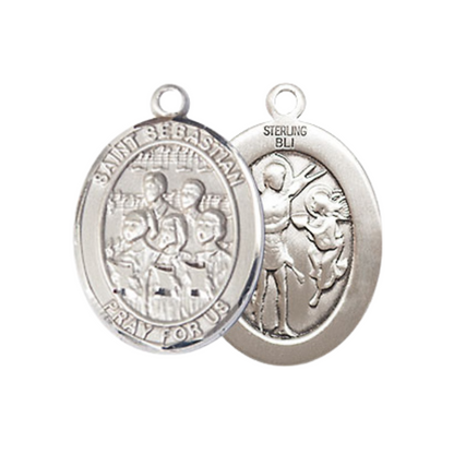 Everlasting Light Jewelry Medium Women's .925 Sterling Silver Saint St. Sebastian Choir Pendant Necklace on 18- inch Rhodium- Plated Lite Curb Brass Chain, Catholic Medal – Velvet Gift Box Included