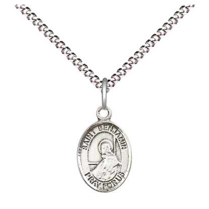 Small Sized Women's .925 Sterling Silver Saint St. Benjamin Medal Pendant on 18S Rhodium Plated Lite Curb Brass Chain with Lobster Claw Clasp, Catholic Religious Necklace - Made in USA- Velvet Gift Box
