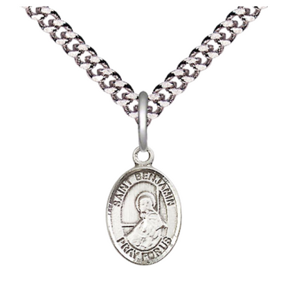 Small Sized Men's Pewter Saint St. Benjamin Medal Pendant on 24 Inch Endless Rhodium Plated Heavy Curb Brass Chain, Catholic Religious Necklace - Made in USA- Deluxe Velvet Gift Box